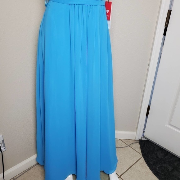 JJ's House A-line Princess V-neck Chiffon Ocean Blue Bridesmaid Party Dress New - Picture 4 of 15
